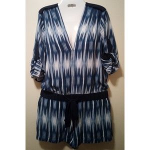 BCBG MaxAzria blue & white pattern romper